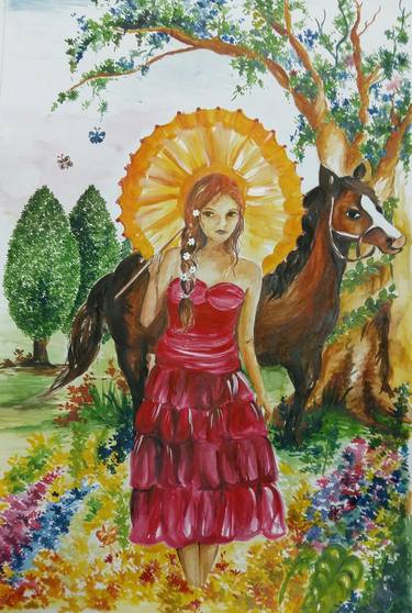 Print of Fine Art Garden Paintings by Sayantani Samanta