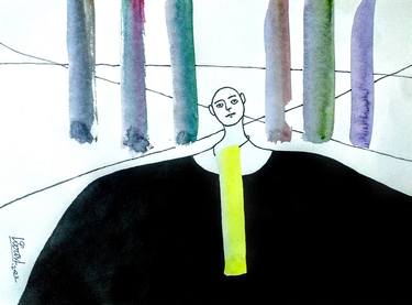 Original Art Deco Abstract Painting by Girish Chandra Vidyaratna
