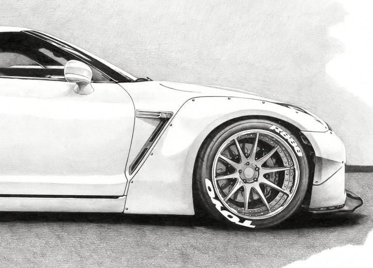 Original Fine Art Automobile Drawing by Andrey Poletaev