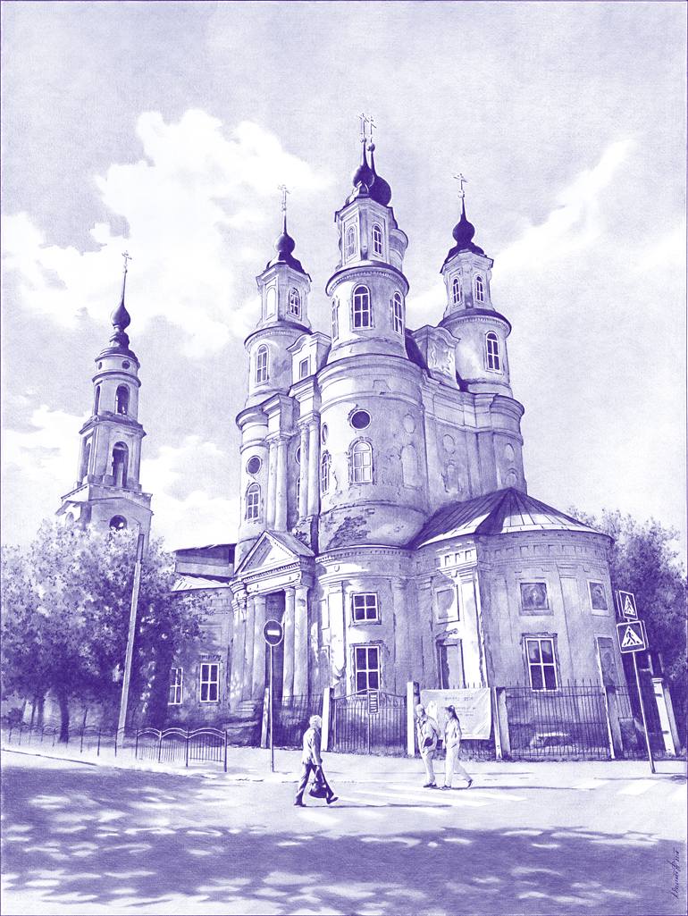 Original Realism Cities Drawing by Andrey Poletaev