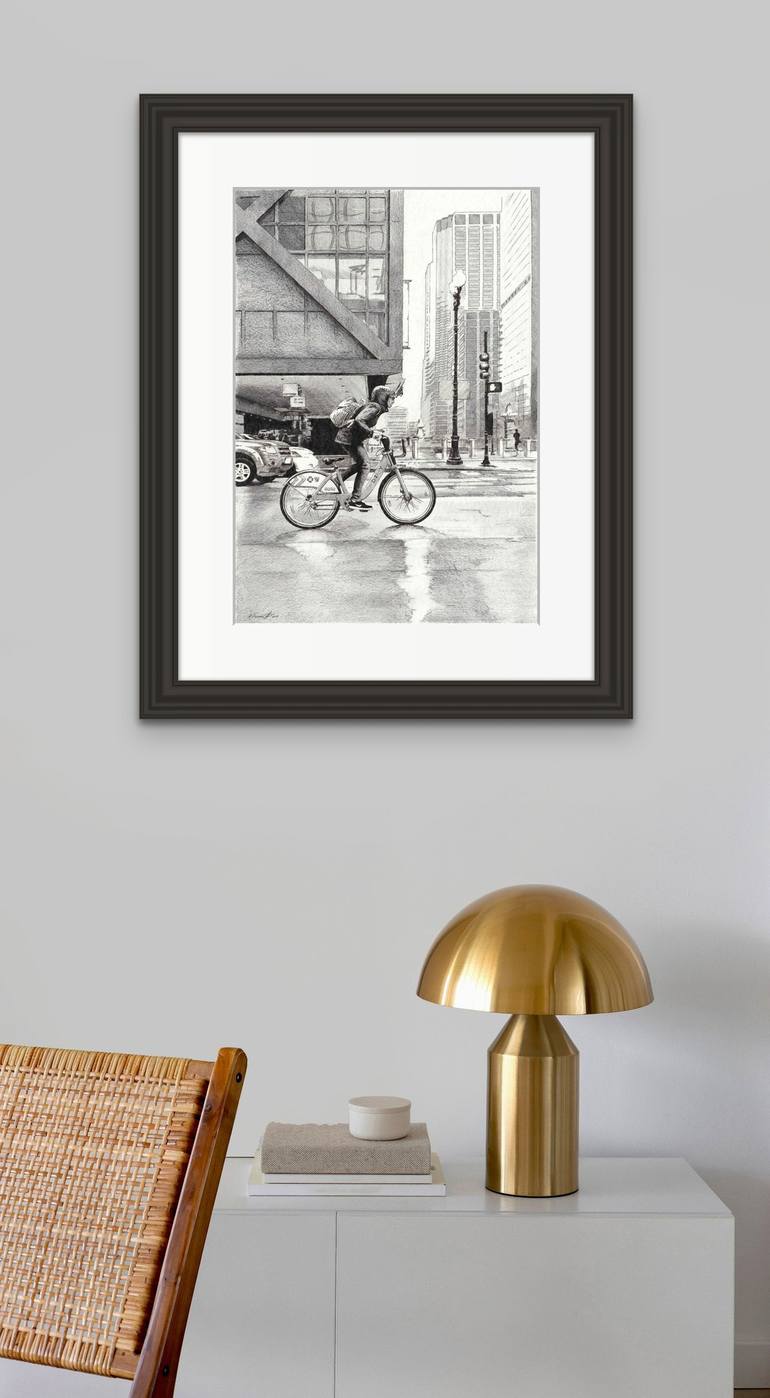 Original Fine Art Bicycle Drawing by Andrey Poletaev