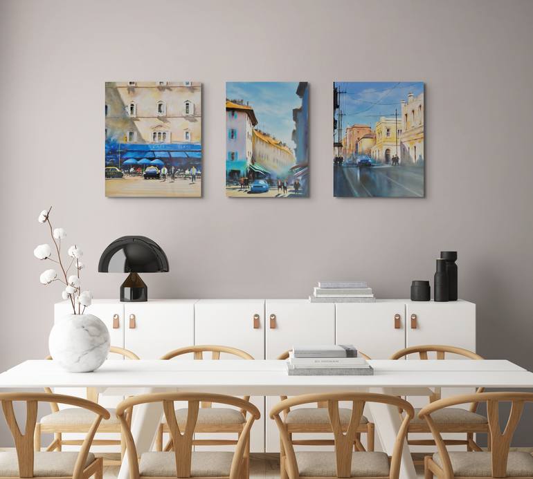 Original Art Deco Cities Painting by Andrey Poletaev