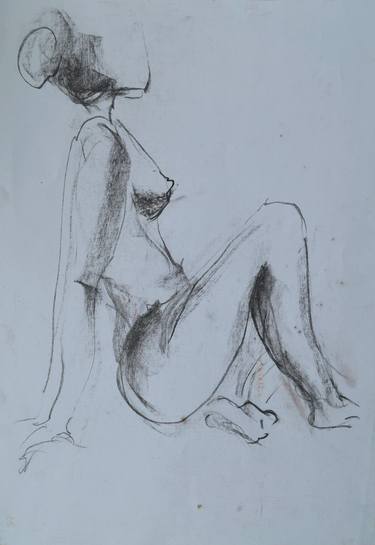 Print of Expressionism Nude Drawings by Oleksandra Lychak