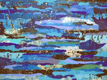 Original Abstract Water Collage by Ethel Vrana