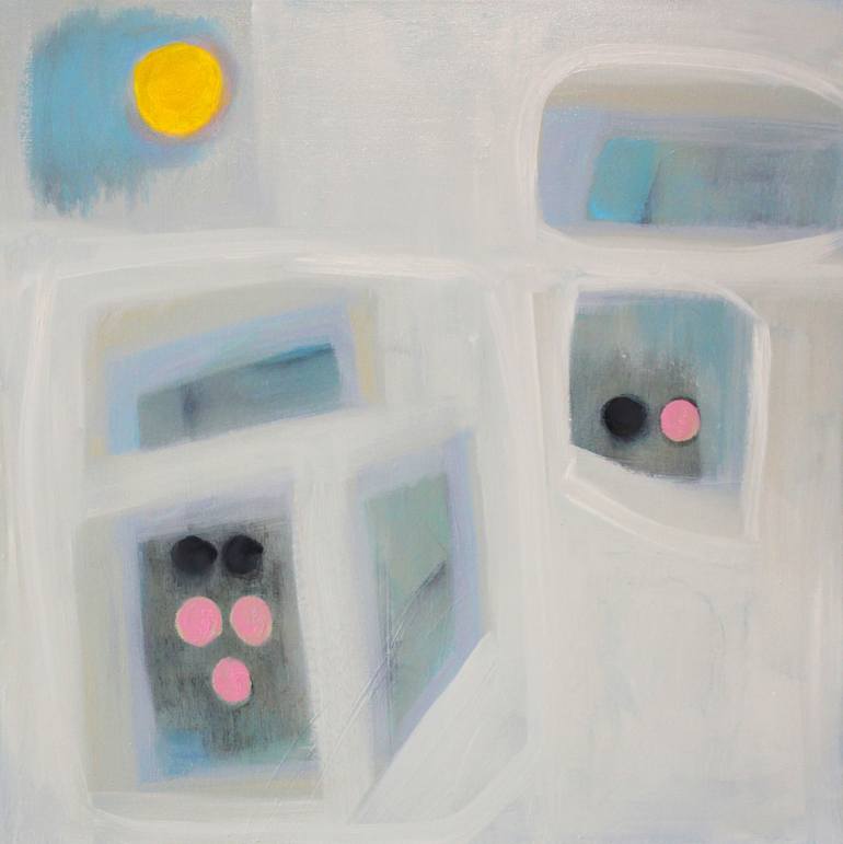 Original Abstract Painting by Ethel Vrana | Abstract Art on Canvas | Yellow, Black, and Pink