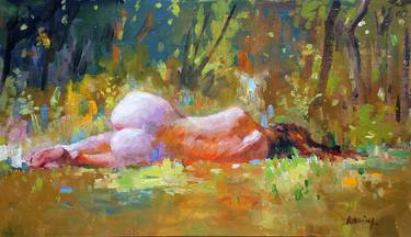 Original Figurative Nude Painting by Keming Shen