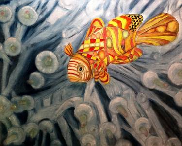 Original Abstract Fish Paintings by Arris Grace Hodge