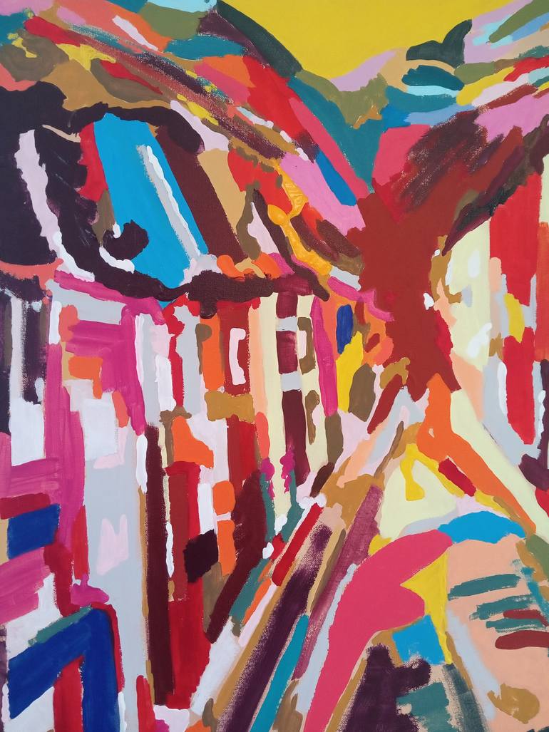 Original Art Deco Cities Painting by Tadeush Zhakhovskyy