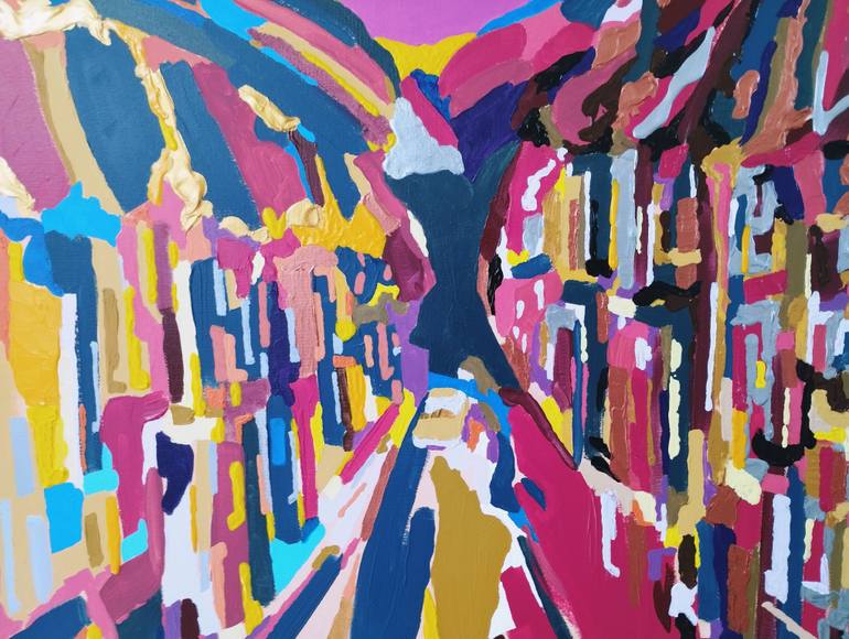 Original Art Deco Cities Painting by Tadeush Zhakhovskyy