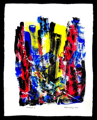 Metropolis - large abstract painting on handmade paper thumb