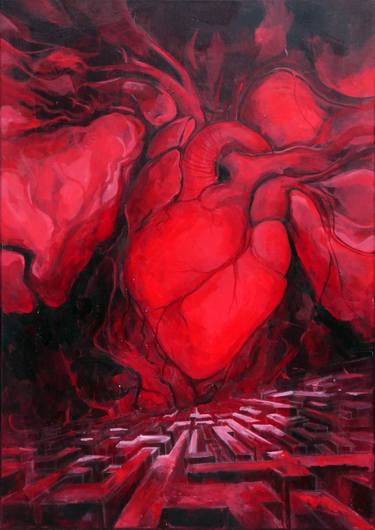 MY HEART IS A LABYRINTH - ACRYLIC PAINTING 50X70CM thumb