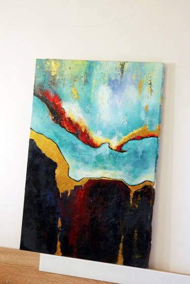 Water and earth - Acrylic textured Painting 60x90cm (2021) thumb
