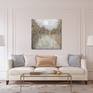 This painting has a nice, thick texture that was created with a combination of brushstrokes and a palette knife. It shimmers with touches of 23 K gold leaf and iridescent paint. The painting is on a professional quality gallery wrapped canvas. The sides have been painted gray and it has a satin varnish to protect it from dust and UV rays. It has been strung with wire and is ready to hang.