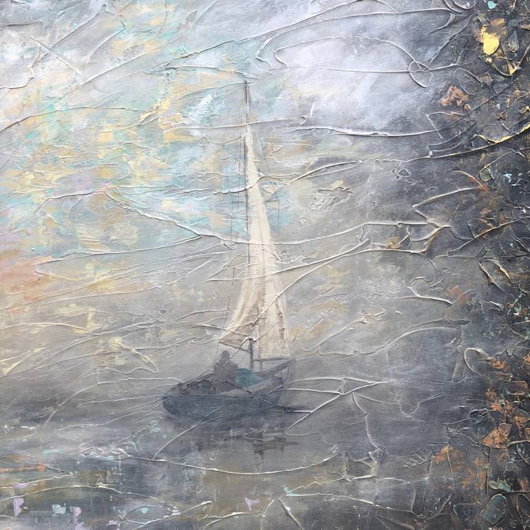 Original Abstract Boat Painting by Vanessa Sharp Multon