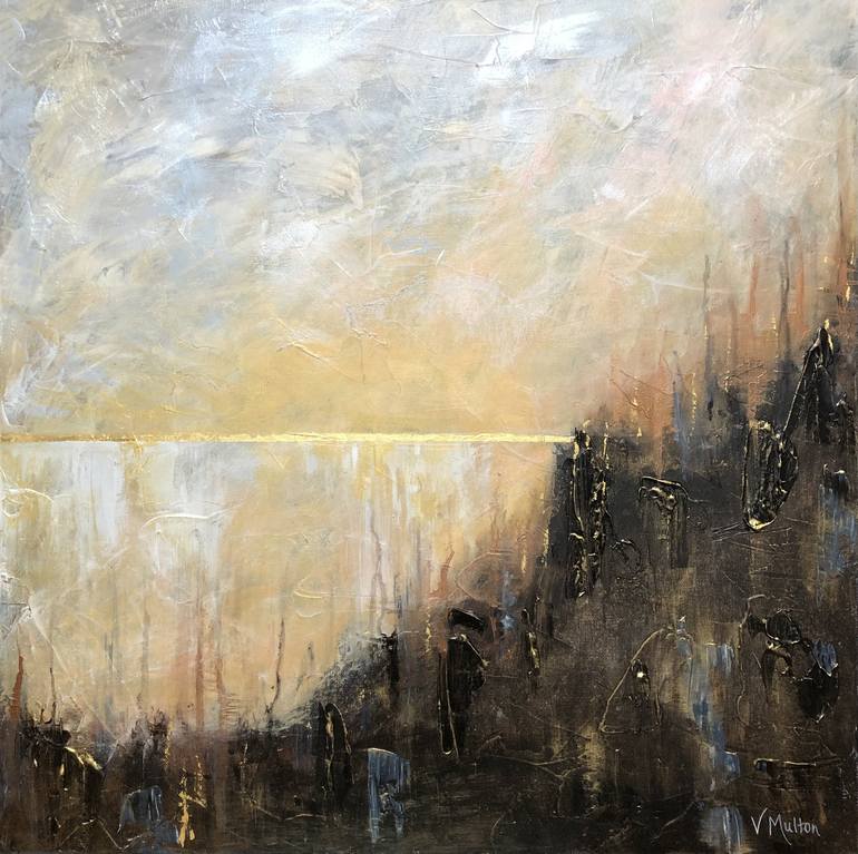 Alabaster Sky | Abstract Landscape with Gold Leaf