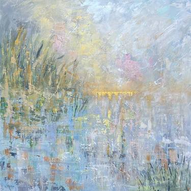 Saatchi Art Artist Vanessa Sharp Multon; Paintings, “Midsummer Magic | Abstract Landscape with Gold Leaf” #art