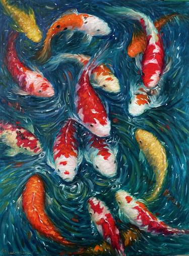 Original Expressionism Fish Paintings by Yulia Shautsukova