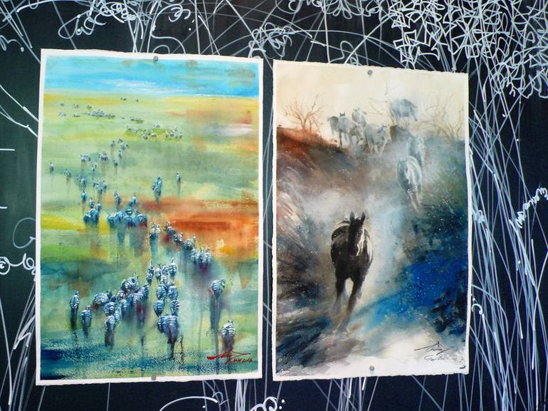 Original Documentary Animal Painting by Kan Srijira