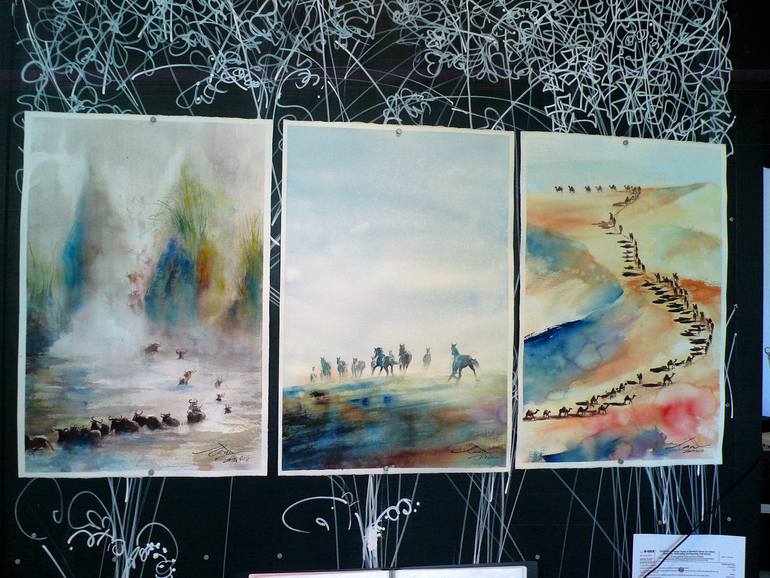 Original Documentary Animal Painting by Kan Srijira