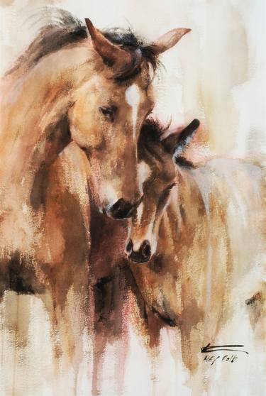 Print of Fine Art Horse Paintings by Kan Srijira