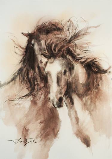 Print of Fine Art Horse Paintings by Kan Srijira