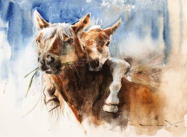 Print of Horse Paintings by Kan Srijira