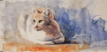 Print of Cats Paintings by Kan Srijira