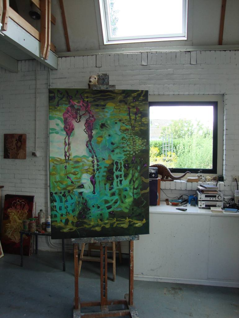 Original Abstract Expressionism Botanic Painting by Thea Peters