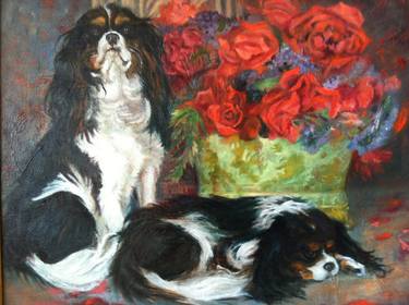 Print of Portraiture Dogs Paintings by roxanne skene