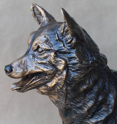 Original Portraiture Dogs Sculpture by roxanne skene