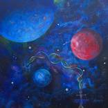We Are Stardust Large Outer Space Colorful DNA Wormhole Painting by Deb Breton