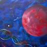 red planet, comets and DNA double helix strand