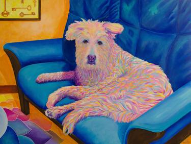Stella Therapy Dog - Large Custom Painting of Colorful Dog thumb