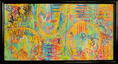 Cotton Candy - Textured abstract with oil pastel - framed art thumb
