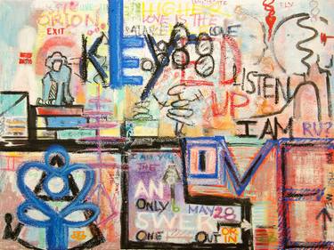 Love is the Key & I Am Alive Graffiti Street Art painting on canvas thumb