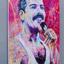 Queen's Freddie Mercury - Acrylic paint. Measures 24 x 36" sides painted black. Signed front and back. Includes signed certificate of authenticity.
