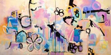 Original Abstract Expressionism Graffiti Paintings by Deb Breton