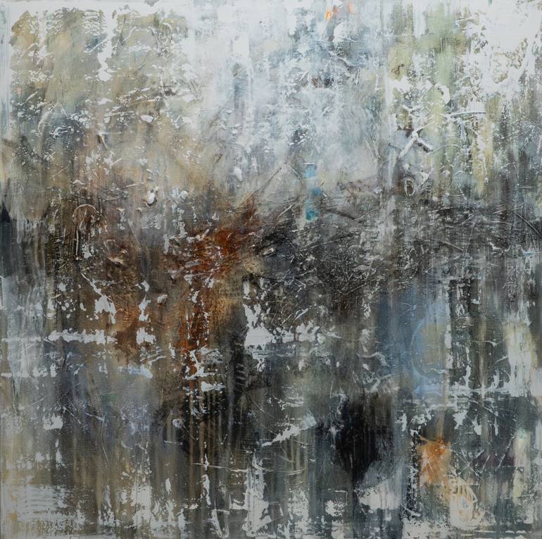 Into the Depths - Square Abstract with drips Painting by Deb Breton ...