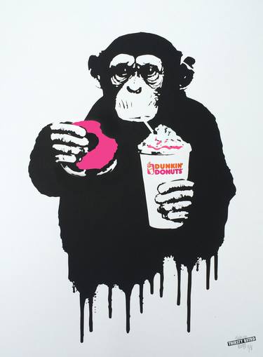 Saatchi Art Artist Thirsty Bstrd; Printmaking, “Fast Food Monkey - Dunkin Donuts - Limited Edition 8 of 8 SOLD OUT” #art