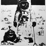 Moon Cleaning (Silver Metallics Galvanised Paper) Serigraph - Limited Edition of 69 by Thirsty Bstrd