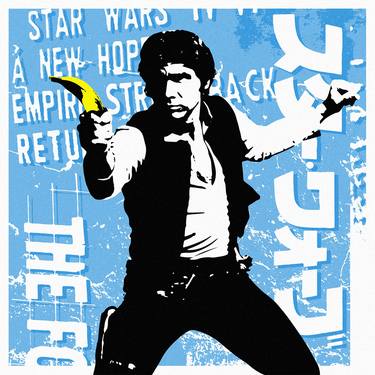 Saatchi Art Artist Thirsty Bstrd; Printmaking, “Han Solo Banana Gun - May the Fourth - Blue - Limited Edition of 50” #art