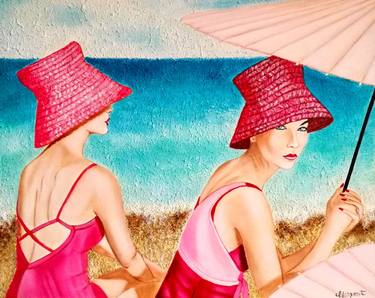 Original Figurative Beach Paintings by Carmen Junyent