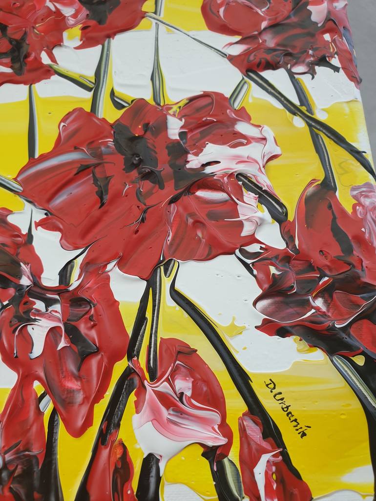 Original Abstract Expressionism Floral Painting by Daniel Urbaník