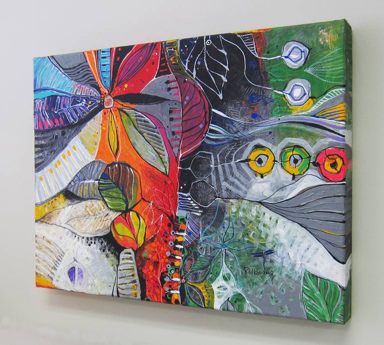 Original Abstract Floral Painting by Phil Kho