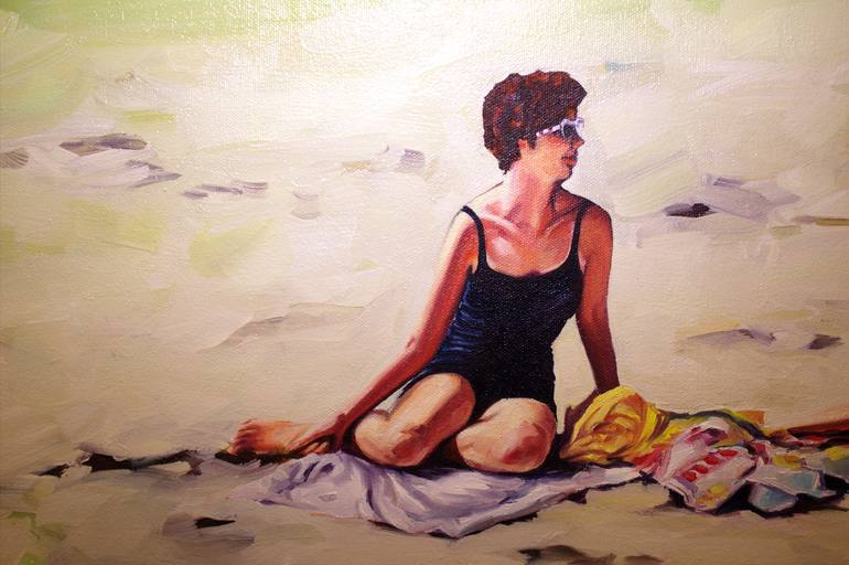 Original Figurative Beach Painting by Valerie Lariviere