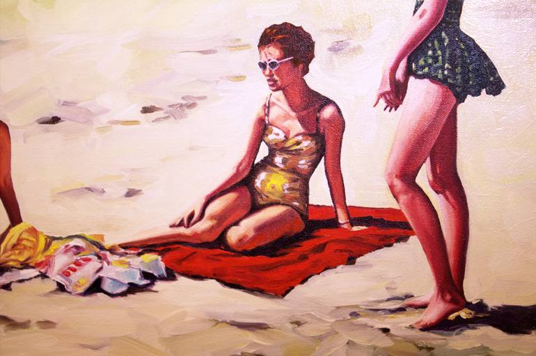 Original Figurative Beach Painting by Valerie Lariviere