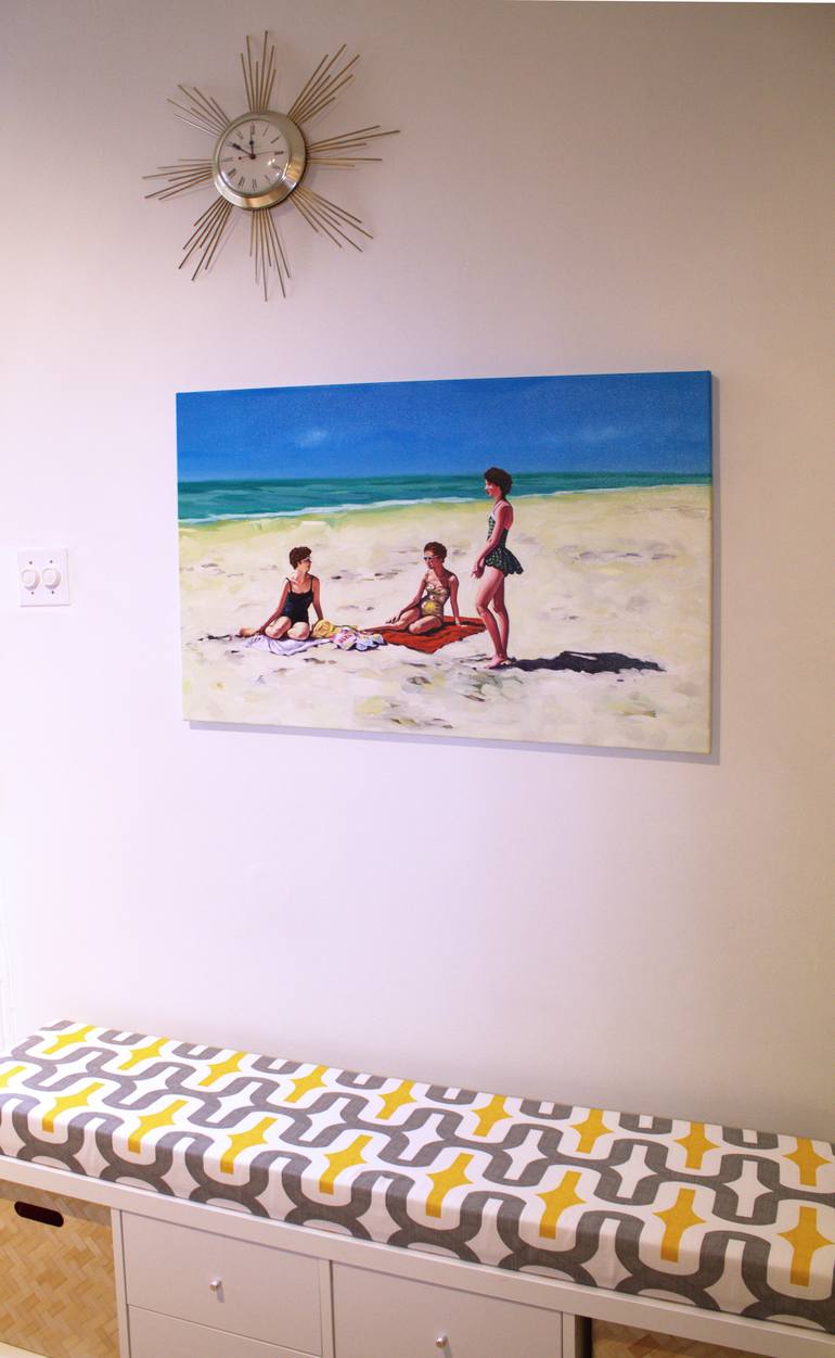 Original Figurative Beach Painting by Valerie Lariviere