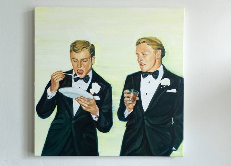 Original Men Painting by Valerie Lariviere