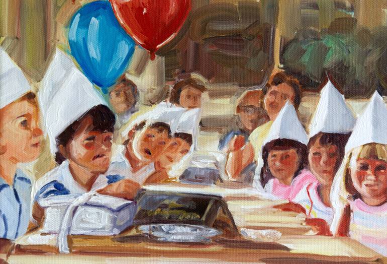 Original Expressionism Children Painting by Valerie Lariviere