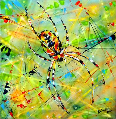 Spider Web - Limited edition 1/10 enhanced print from acrylic color painting thumb